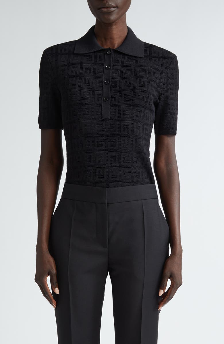Givenchy 4G Jacquard Mesh Polo, Main, color, 