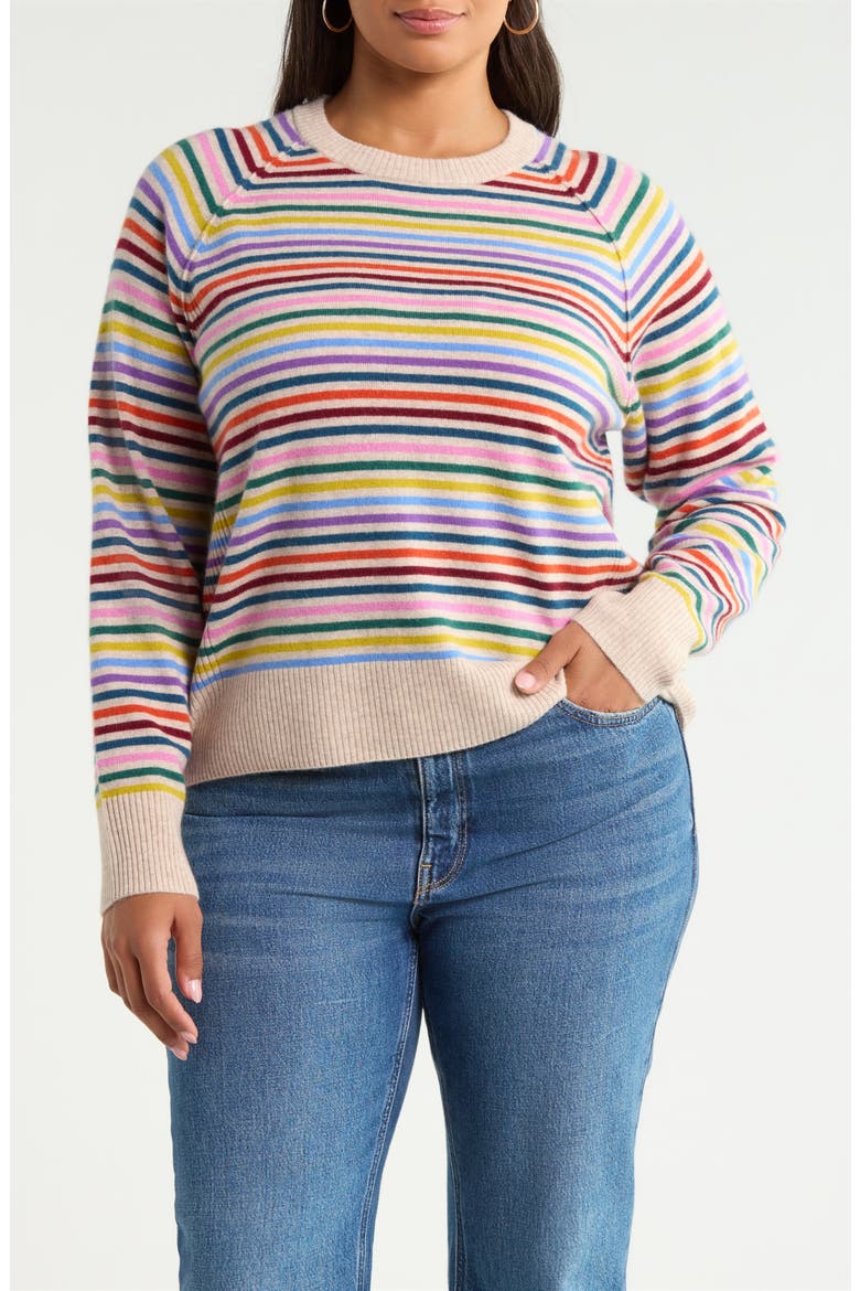 Wool & Cashmere Raglan Sweater, Main, color, OATMEAL MULTI BOWEN STRIPE