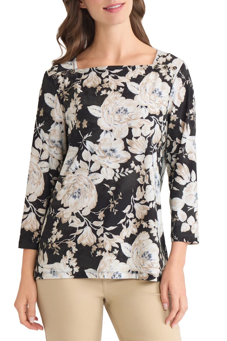 Floral Square Neck Top, Main, color, JONES BLACK MULTI