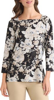 Jones New York Floral Square Neck Top