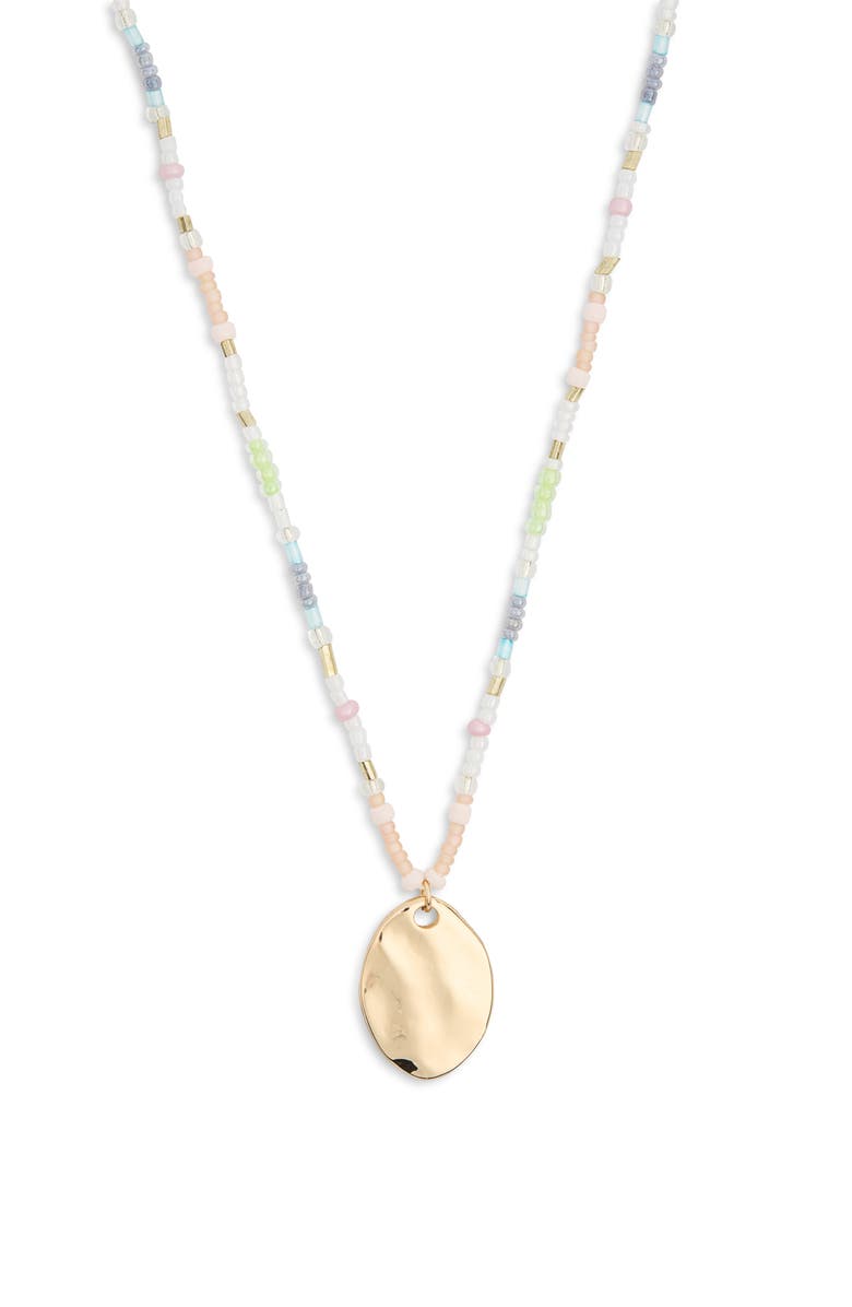 NORDSTROM RACK Seed Bead Medallion Pendant Necklace, Main, color,