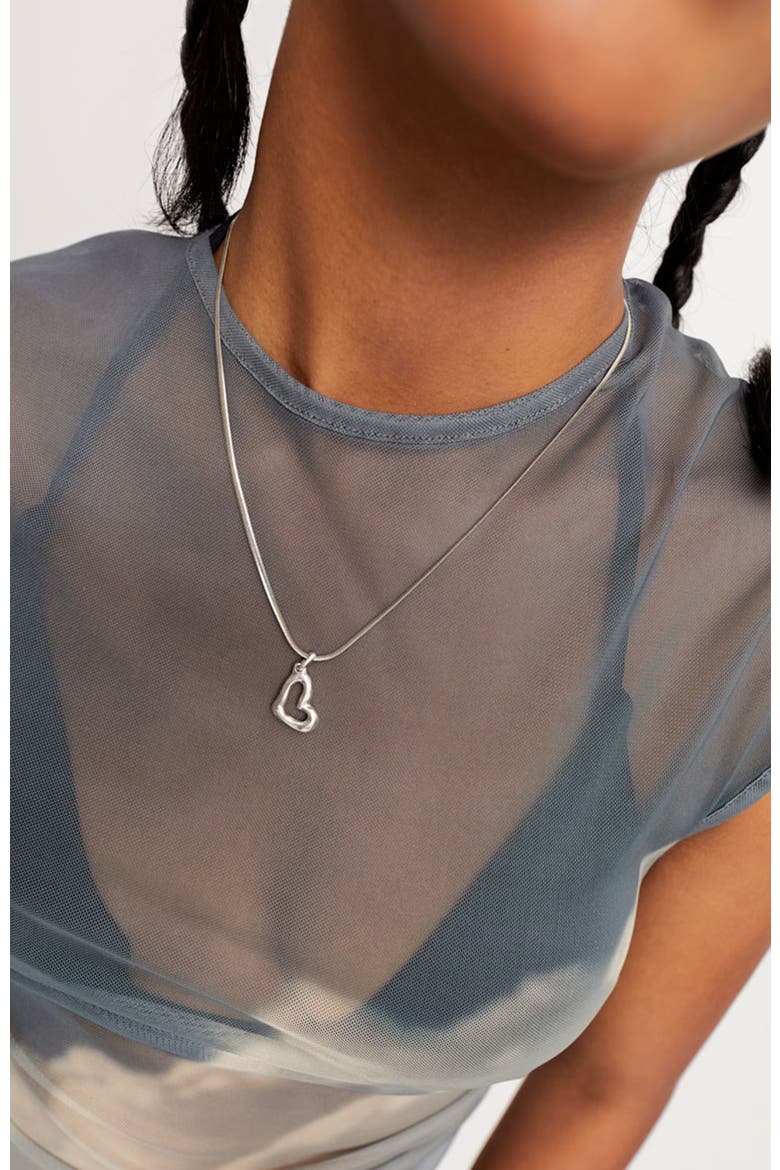Sterling Silver Plated Charm with Large Heart Shape, Alternate, color, Silver