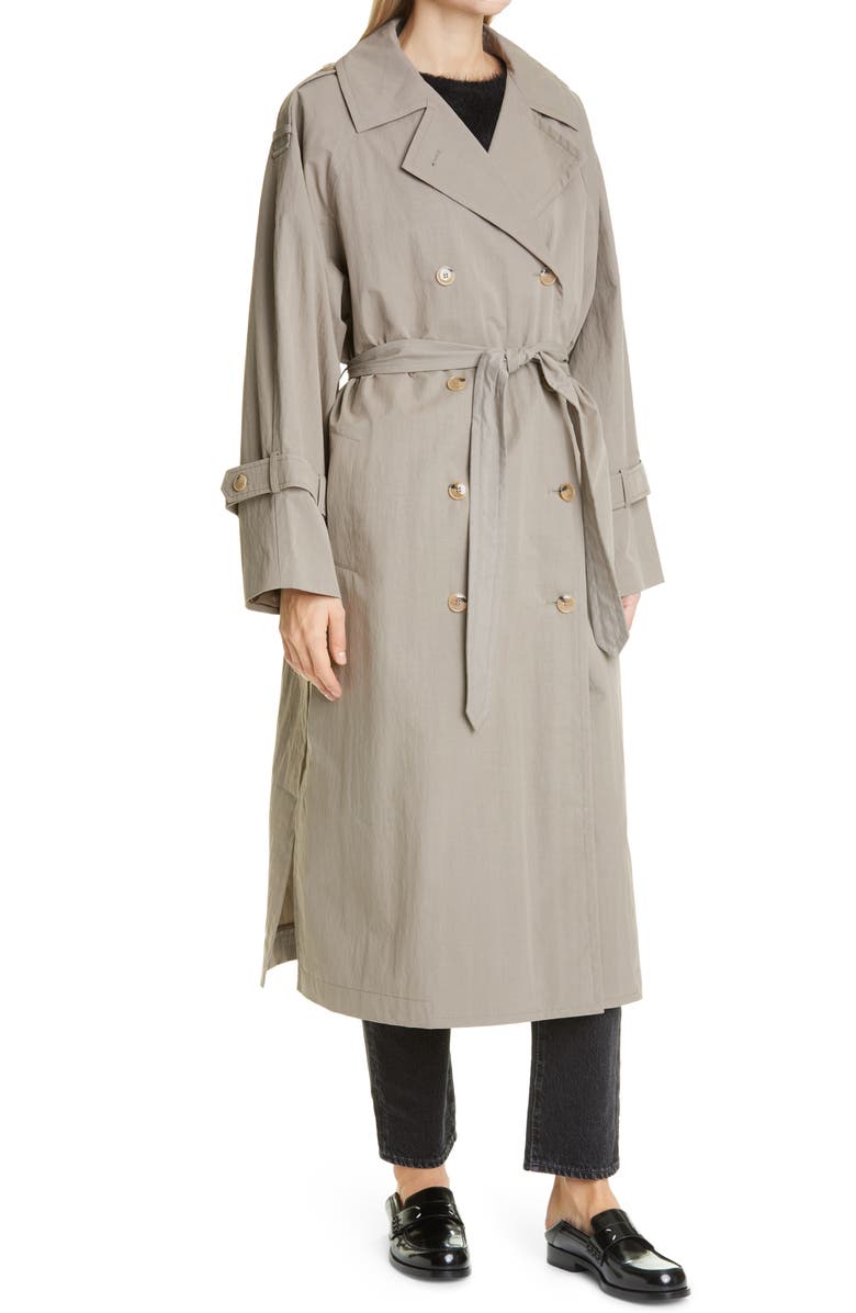 TOTEME Oversize Tech Cotton Blend Trench Coat, Alternate, color,