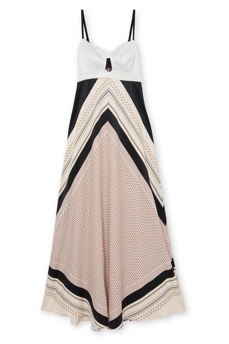 Myra Print Tie Back Maxi Dress, Alternate, color, IVORY/ BLACK