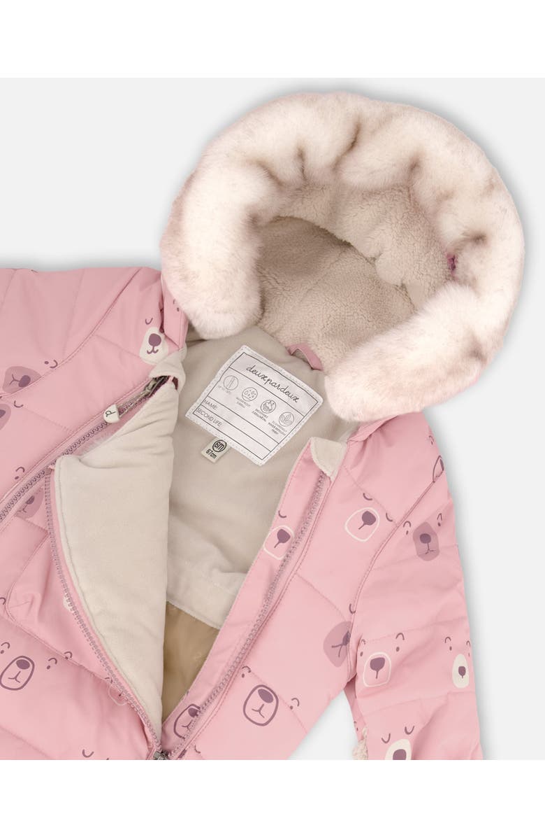 Deux par Deux Baby Girl's One Piece Baby Snowsuit Pink Bears Designed For Car Seat, Alternate, color, 