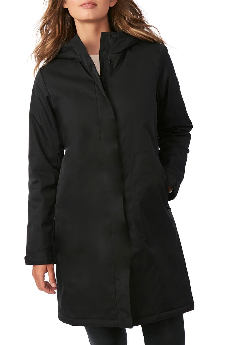 Bernardo Hooded Windproof & Water Resistant Insulated Raincoat, Main, color,