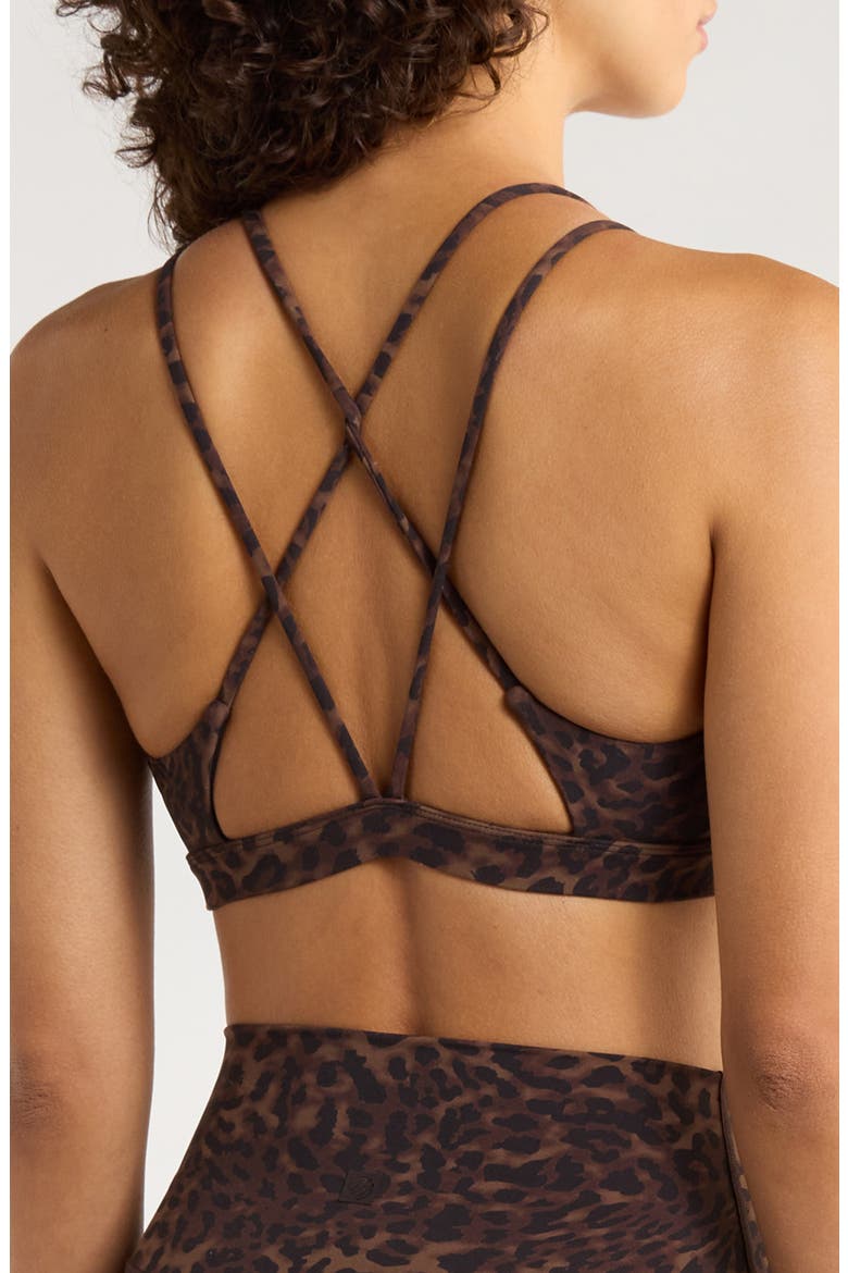 Leopard Print Strappy Sports Bra, Alternate, color, CARIBOU LEOPARD