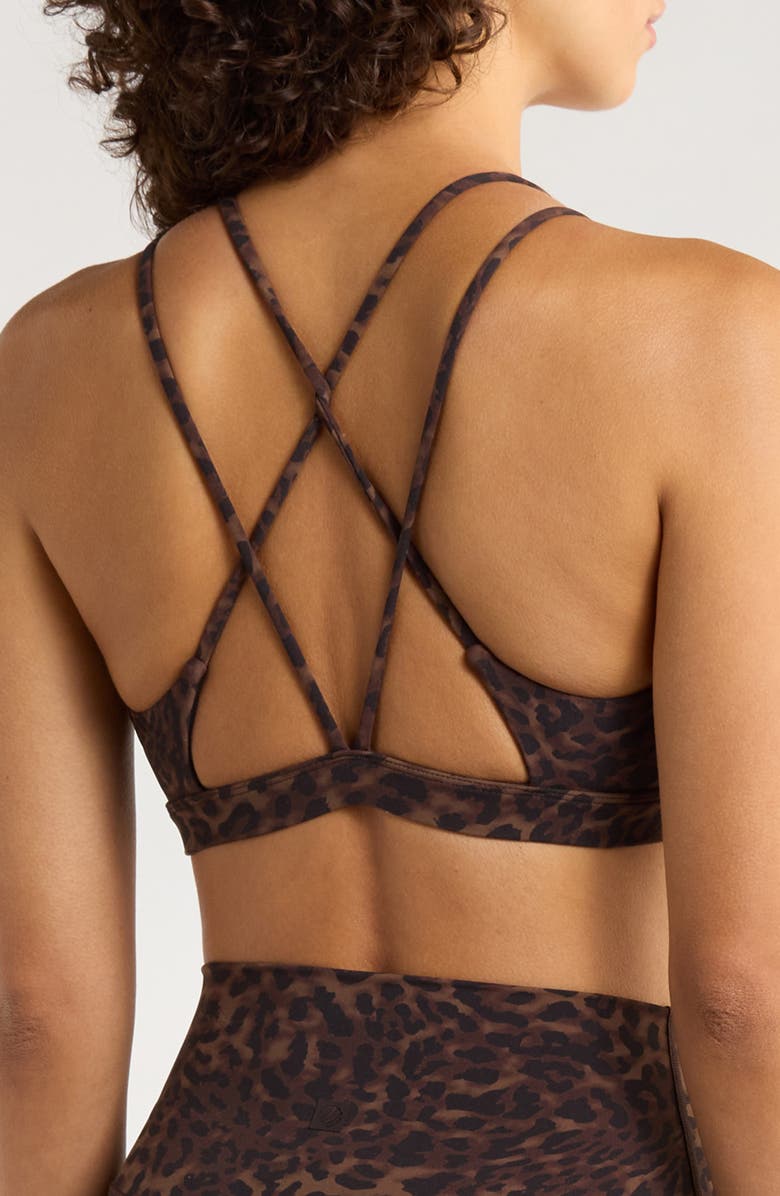MPG Leopard Print Strappy Sports Bra, Alternate, color, Caribou Leopard