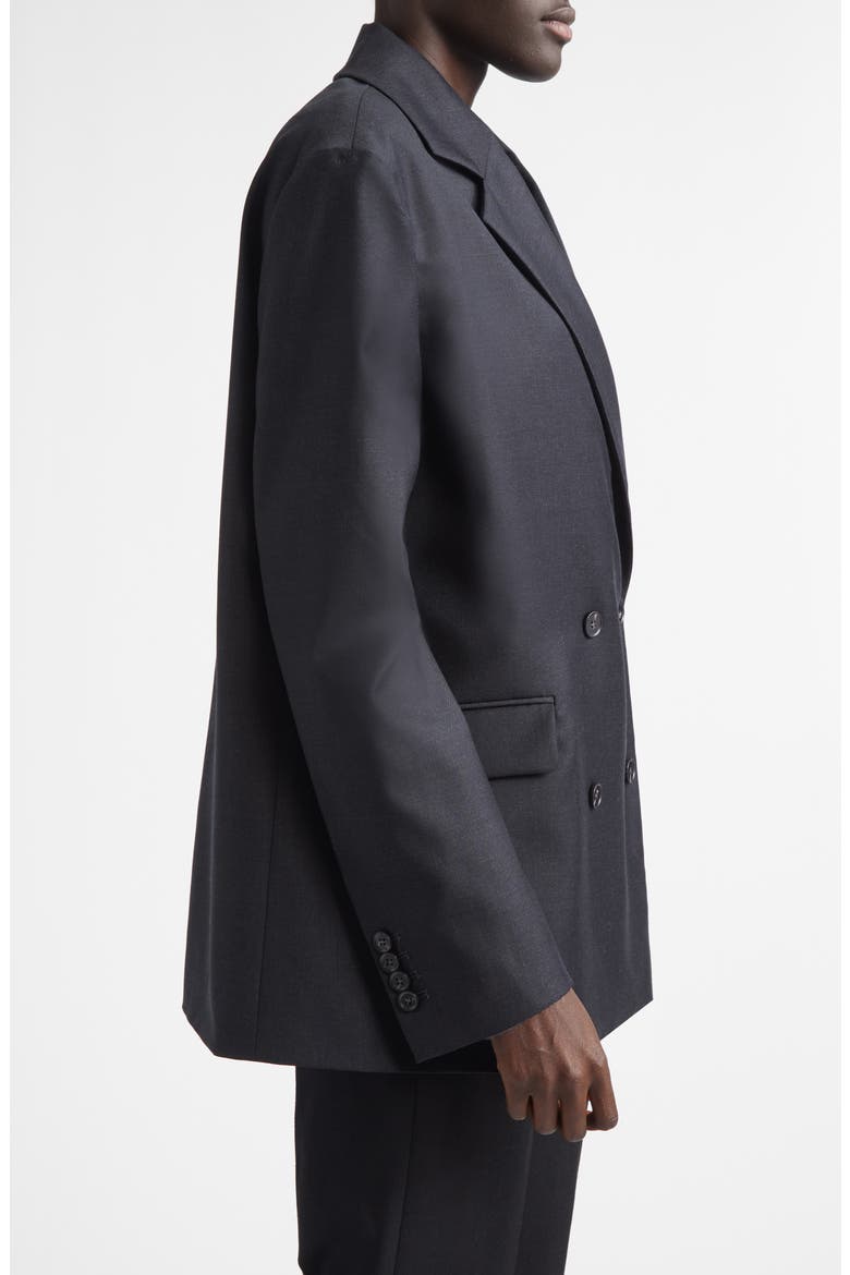 Donau Tailored Double Breasted Virgin Wool Jacket, Alternate, color, BLACK MELANGE