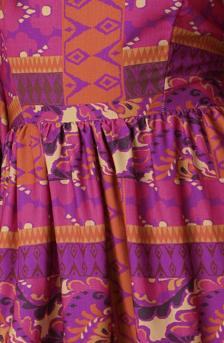 FLYING TOMATO Off the Shoulder Long Sleeve Tiered Midi Dress, Alternate, color, Magenta