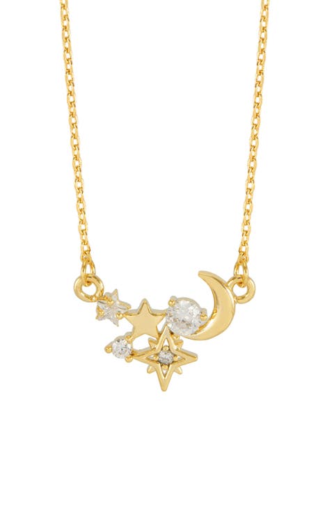 Moon and Stars Cluster Pendant Necklace