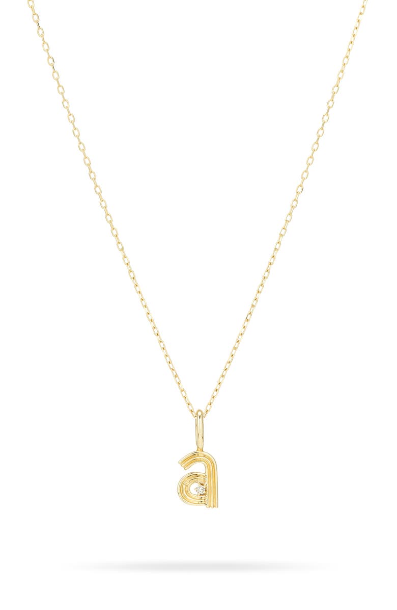 Adina Reyter Groovy Diamond Initial Mini Charm Necklace, Main, color, Yellow Gold - A