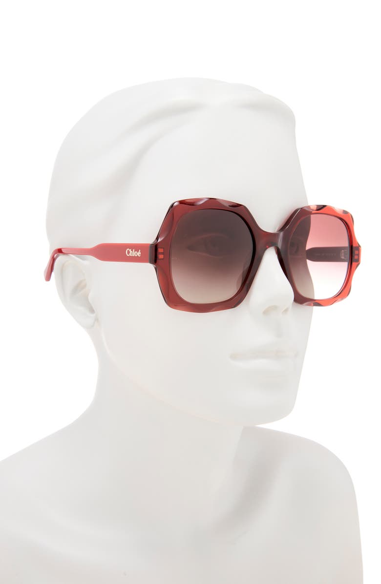 Chloé 53mm Square Sunglasses, Alternate, color, Red Red Brown