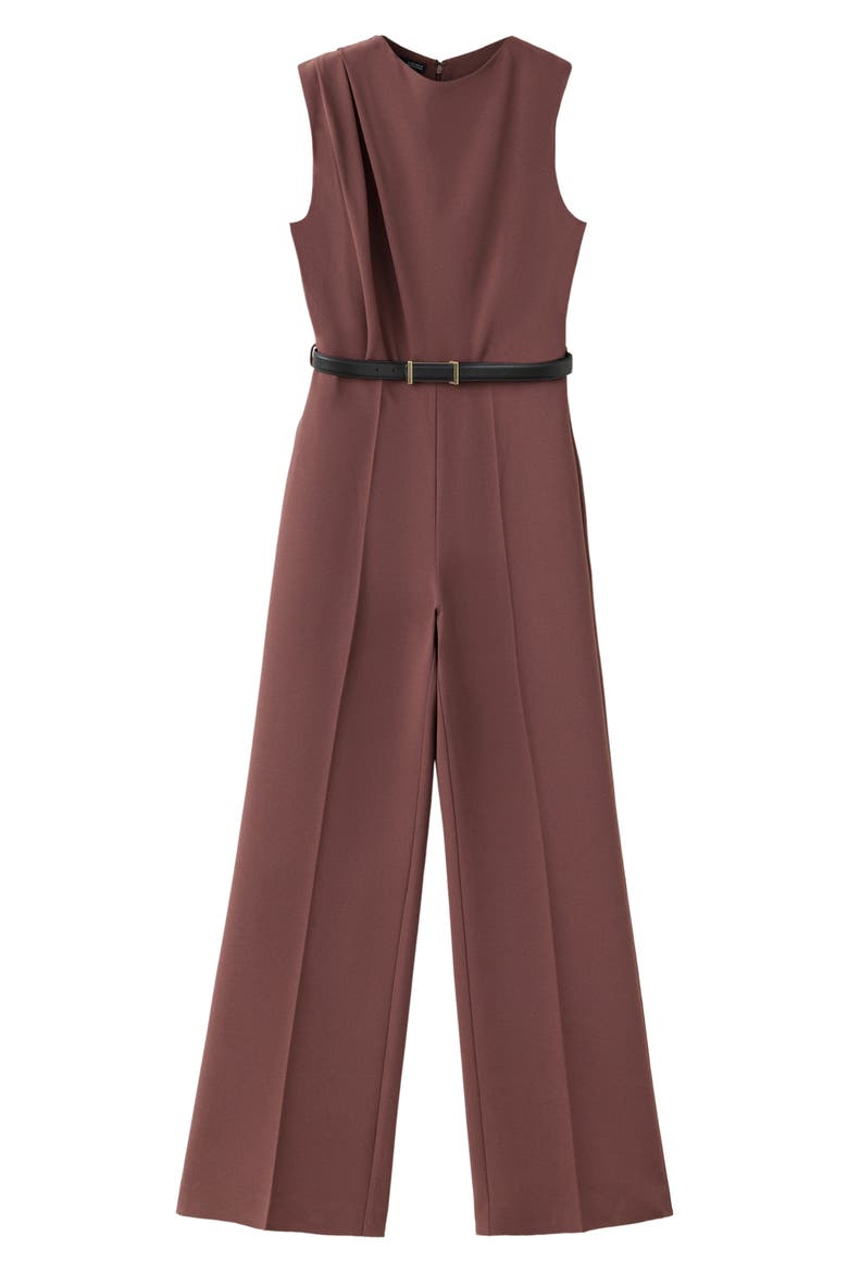 Sleeveless Belted Jumpsuit, Main, color, BROWN