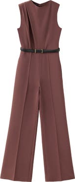 MANGO Sleeveless Belted Jumpsuit