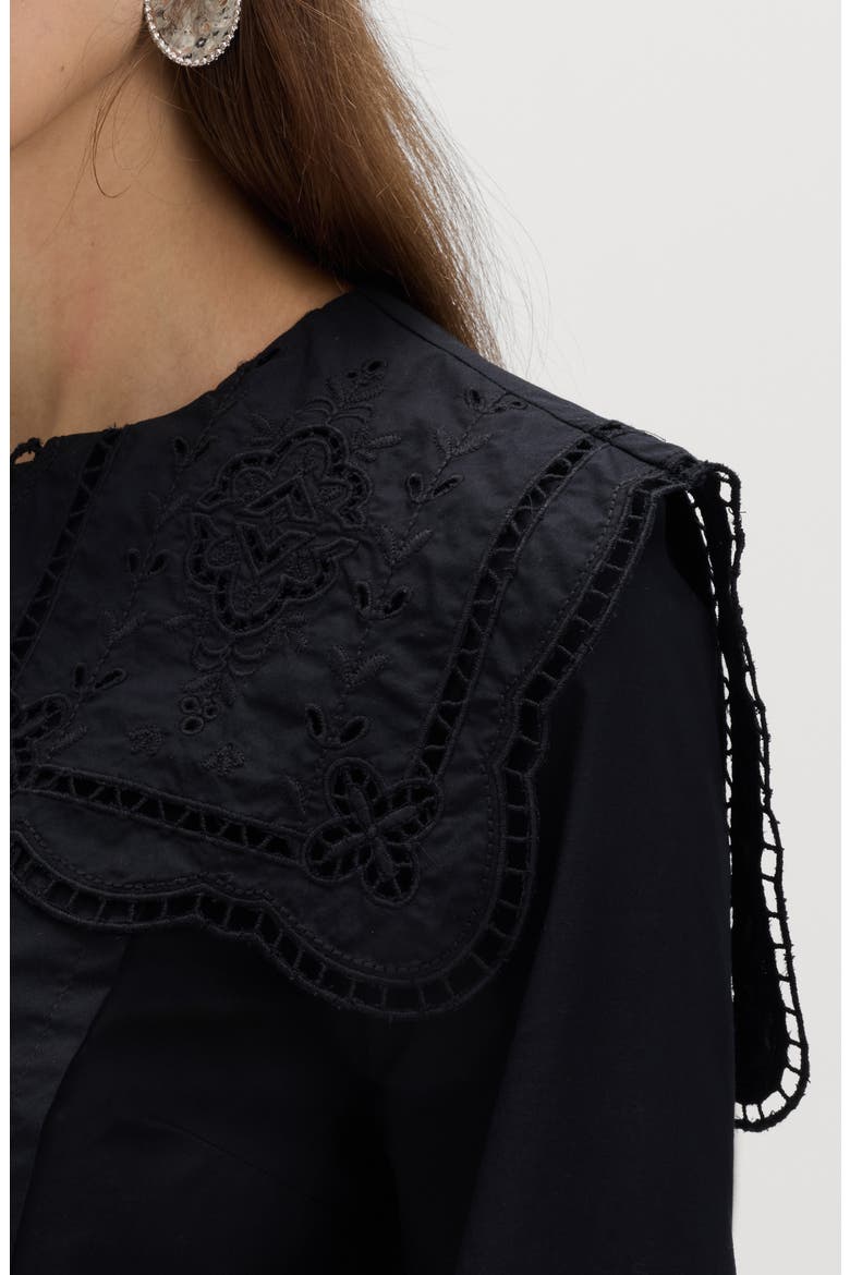 Broderie Collar Shirt, Alternate, color, BLACK