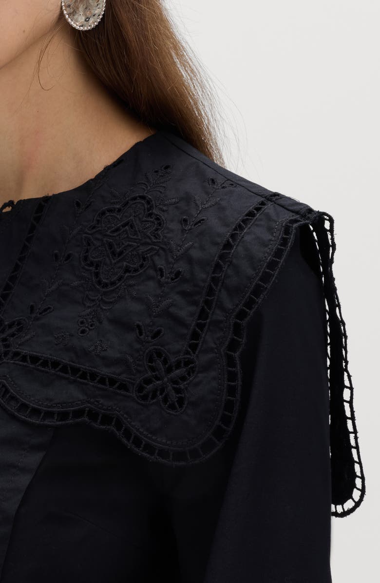 PER UNA BY M&S Broderie Collar Shirt, Alternate, color, Black