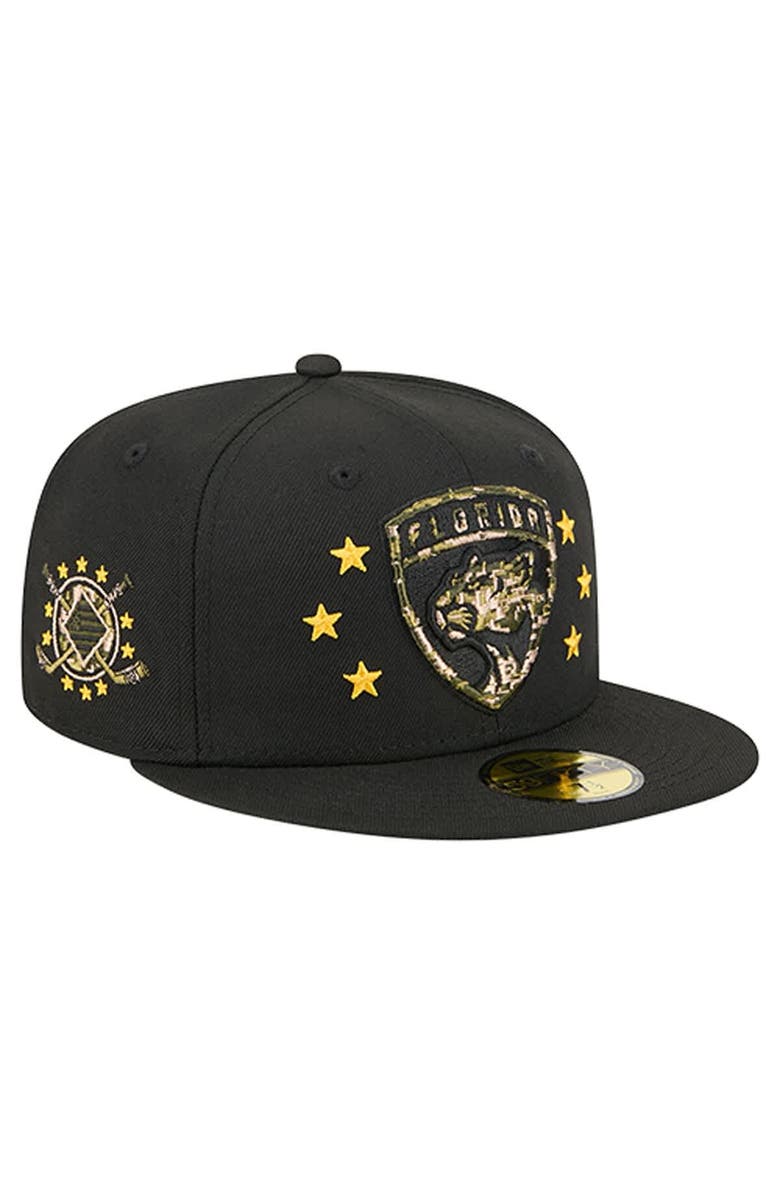 New Era Men's New Era Black Florida Panthers Military Appreciation Digital Camo Stars 59FIFTY Fitted Hat, Main, color, Black