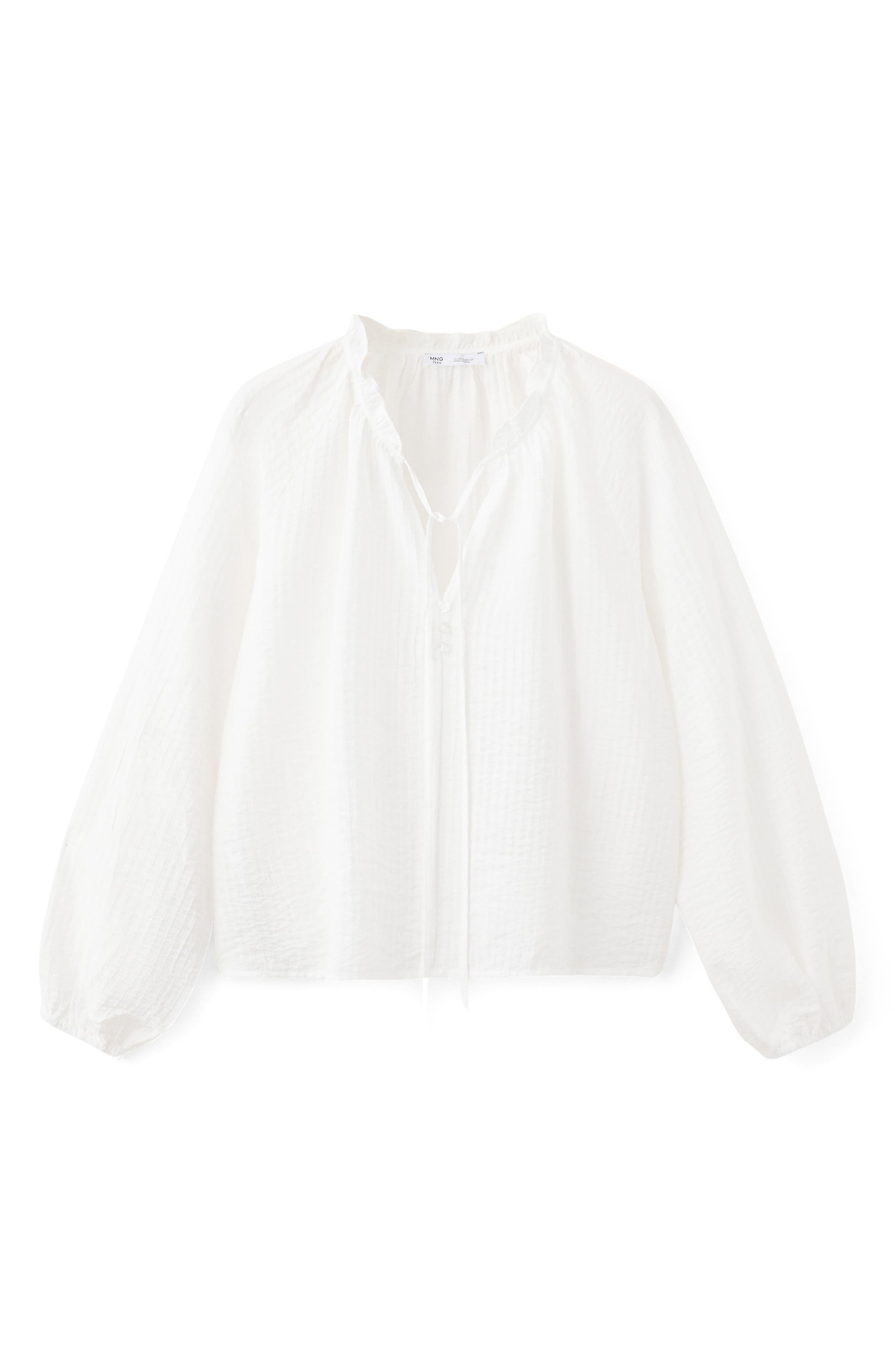 MANGO TEEN Bow Texture Top (Women) | Nordstrom