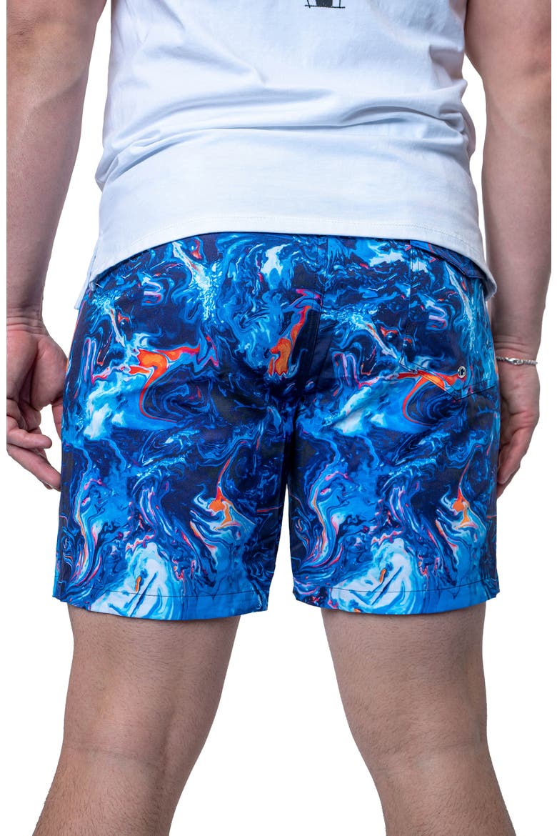 Swim Lion Marble Swim Trunks, Alternate, color, BLUE