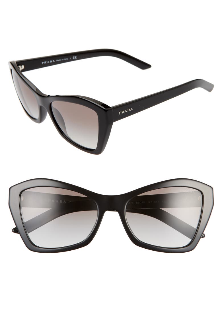55mm Gradient Butterfly Sunglasses, Main, color, BLACK/ GREY GRADIENT