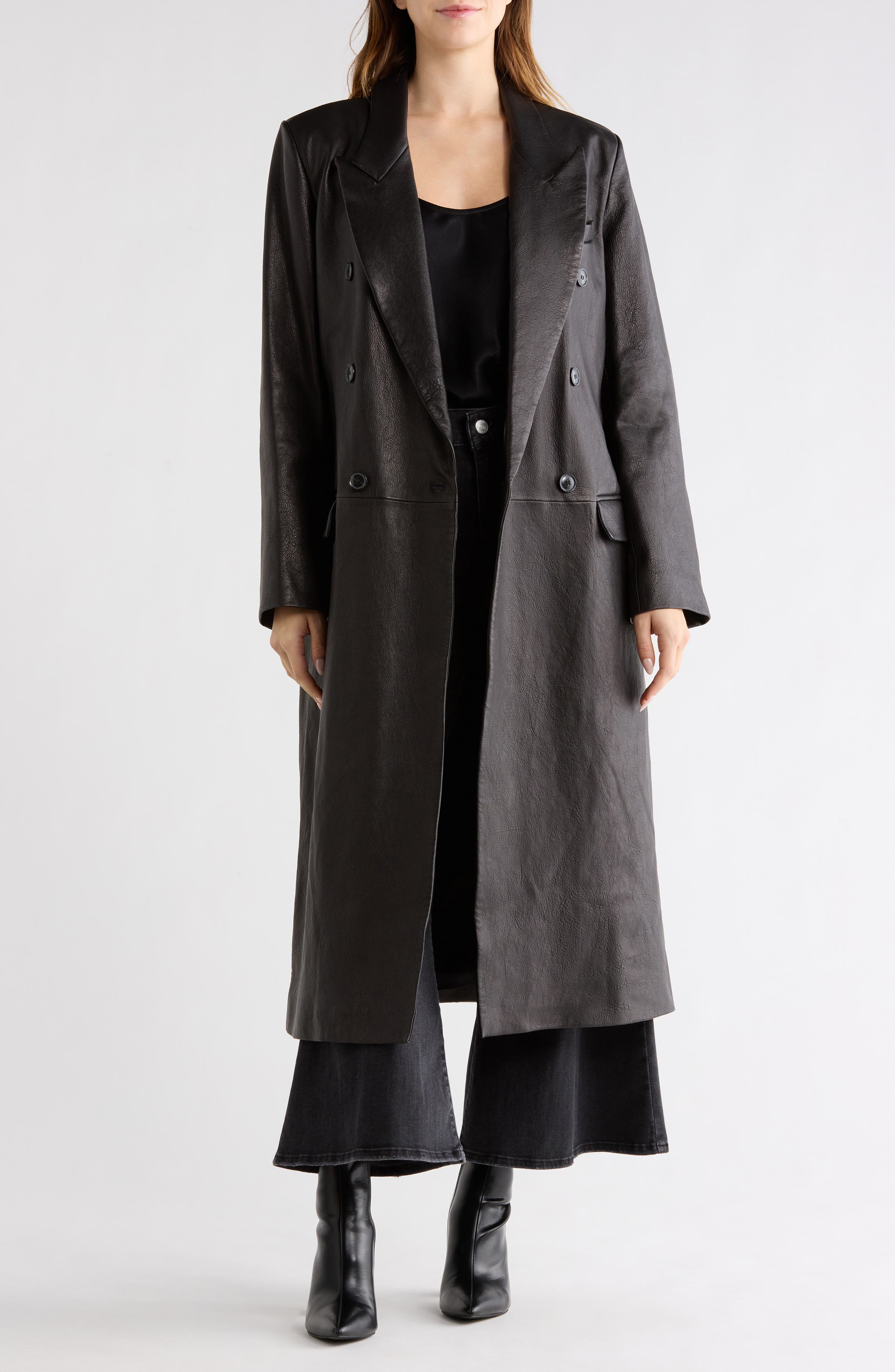 FRAME Tailored Double Breasted Leather Coat