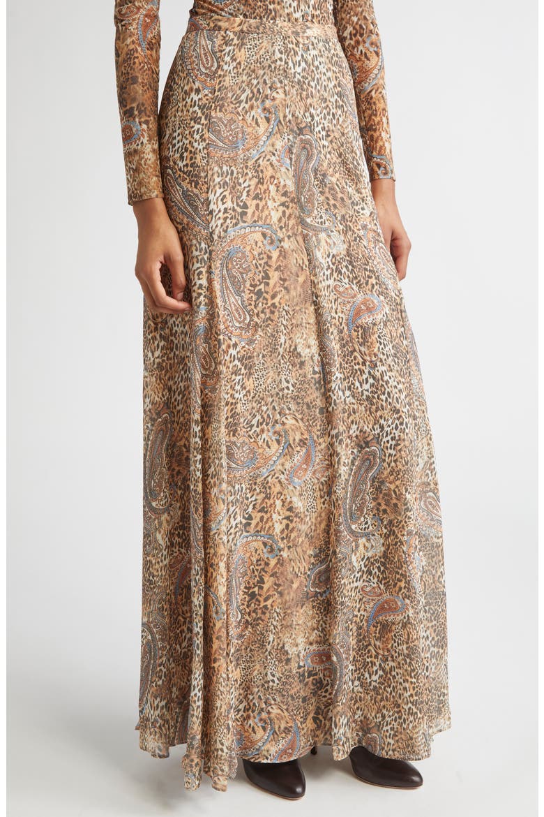 Patricia Print Maxi Skirt, Alternate, color, BROWN/BLUE VALENCIA LEOPARD