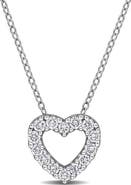 Created Forever Sterling Silver Lab Grown Diamond Open Heart Pendant Necklace