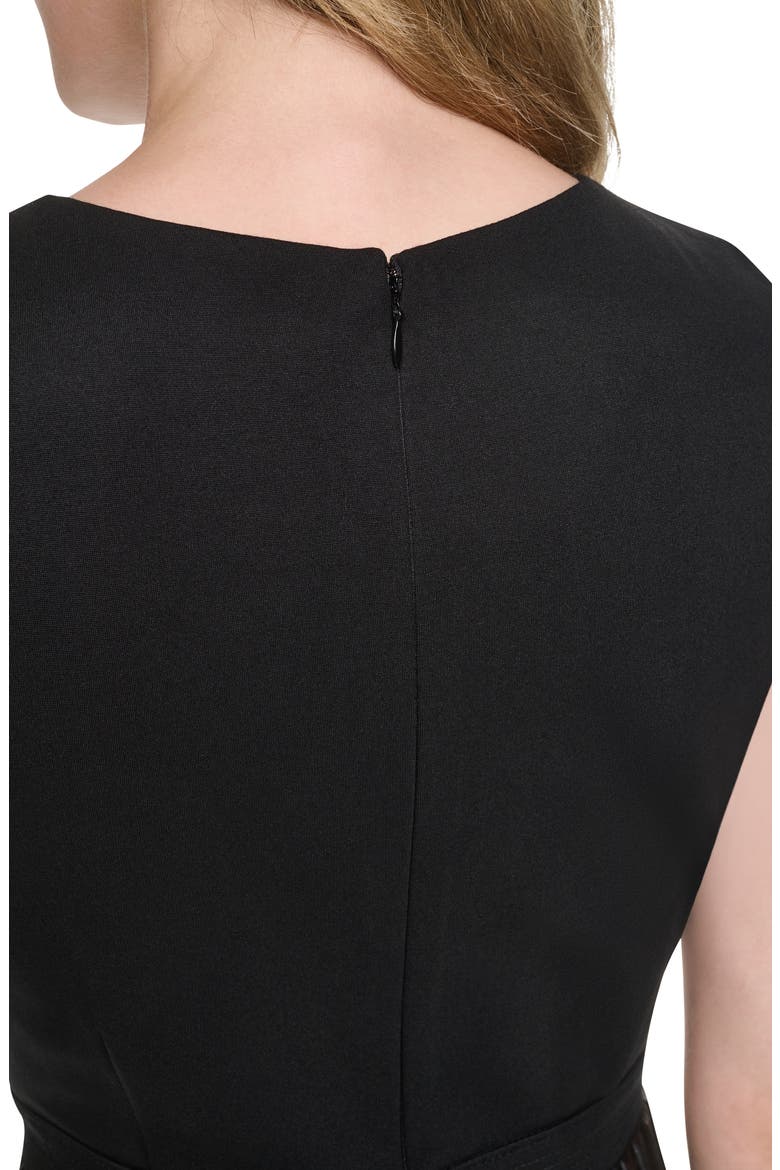 Mixed Media Sleeveless Midi Dress, Alternate, color, BLACK