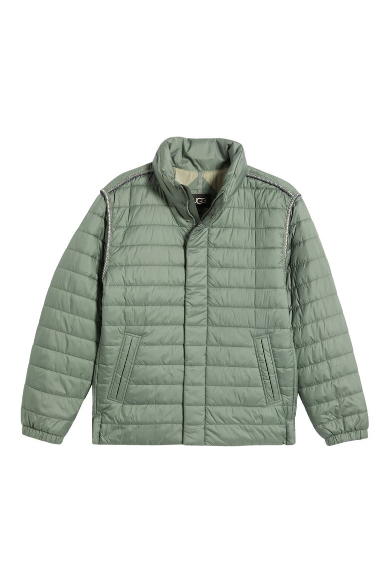 Dray UGGbraid Zip Jacket, Main, color, GREEN STONE