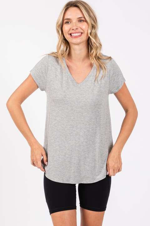 Basic V-Neck Short Sleeve Top