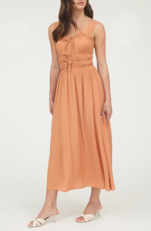 Bow Embellished Fit & Flare Midi Dress