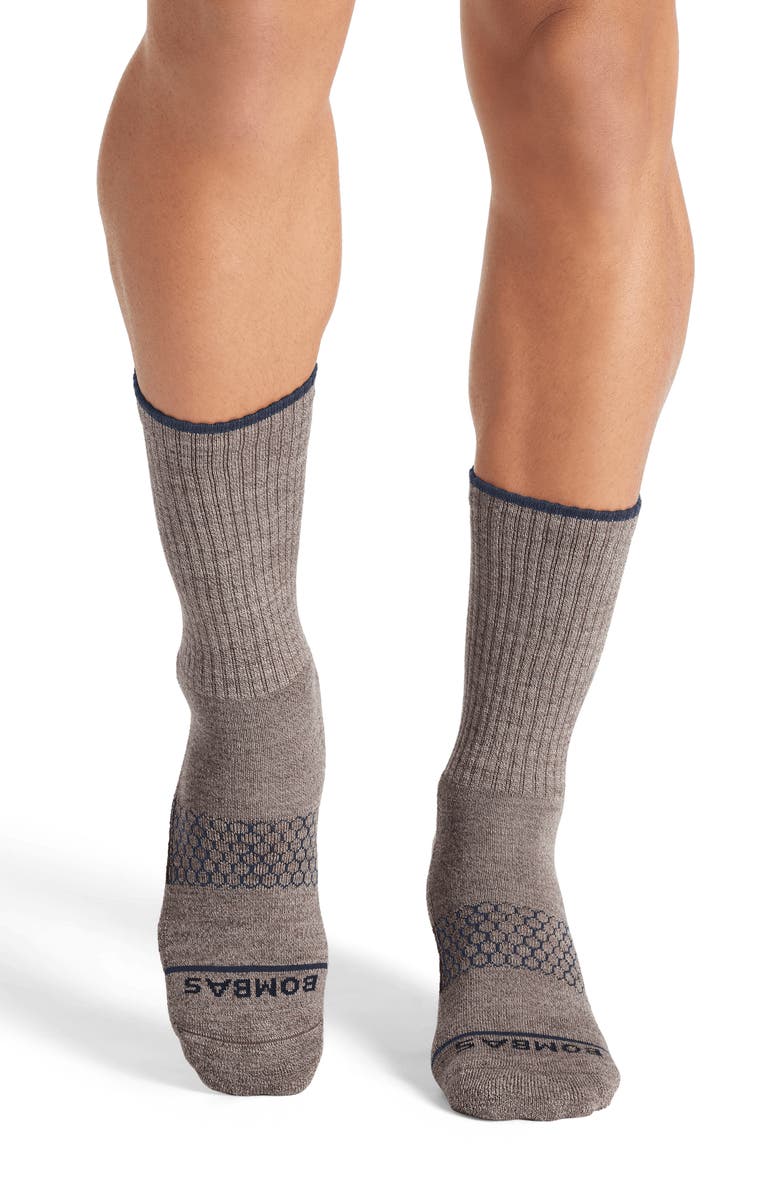 Bombas Marl Merino Wool Blend Crew Socks, Alternate, color, Pepper