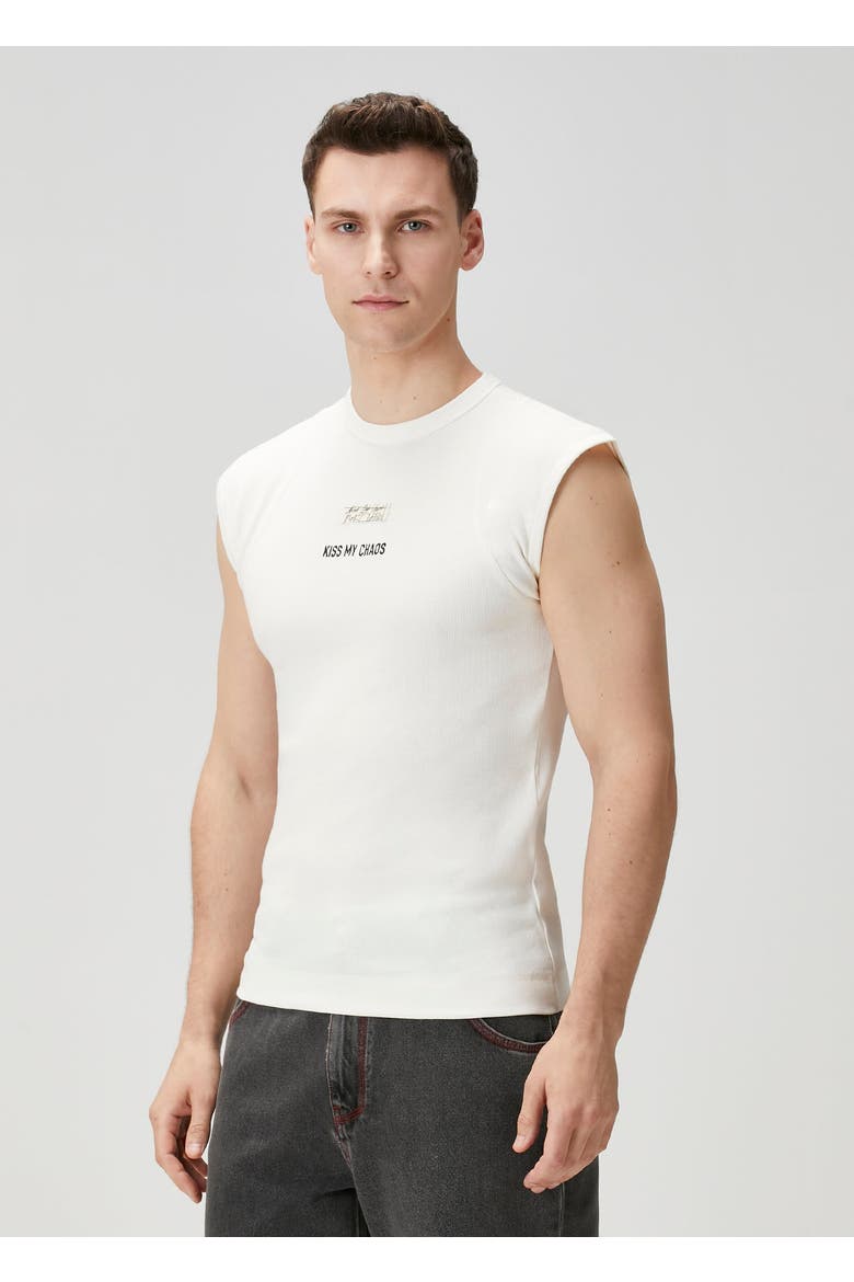 Cotton Rib Tank Top With Patch, Alternate, color, white