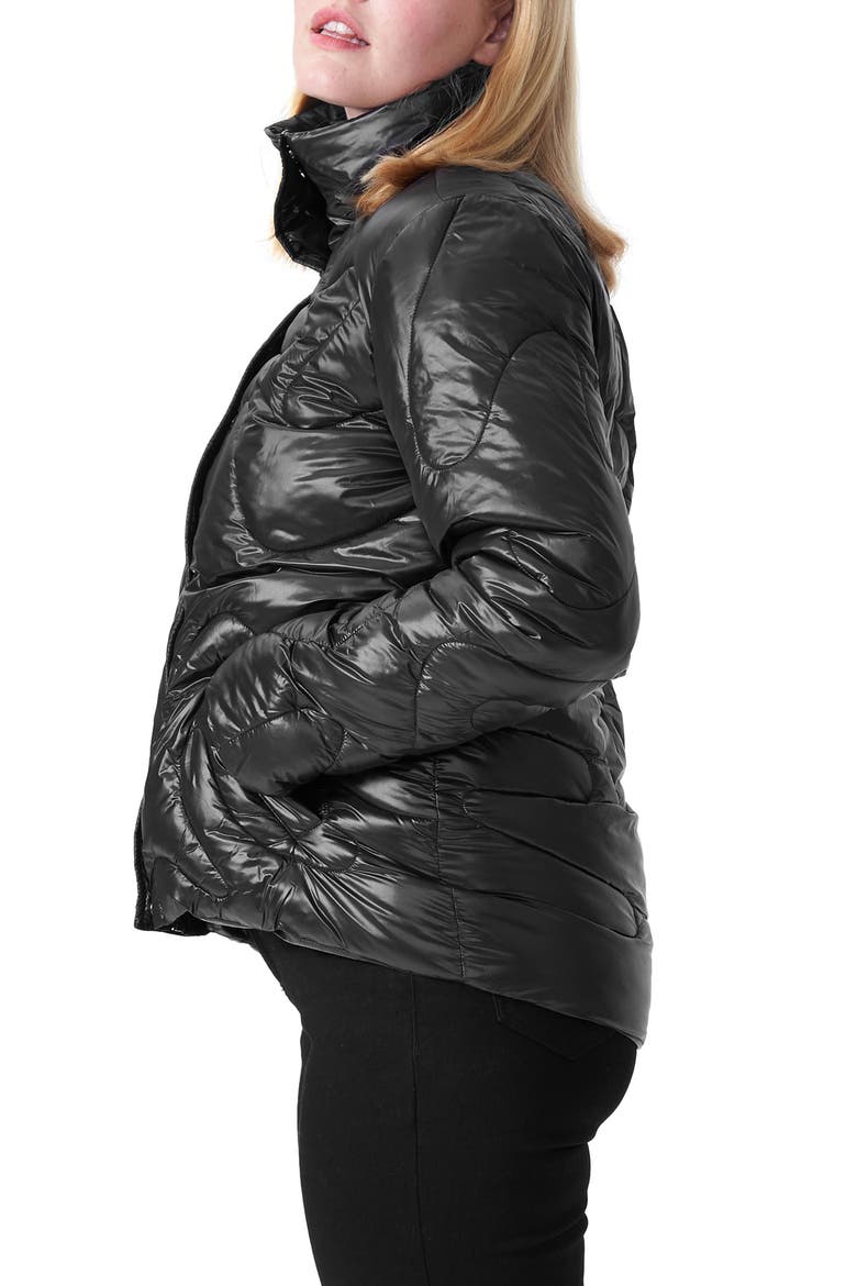 Josie Short Water Resistant Puffer Jacket, Alternate, color, BLACK