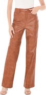 WAYF Faux Leather Straight Leg Pants