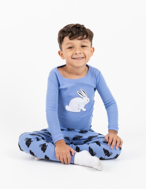 Leveret Kids Two-piece Cotton Easter Matching Family Pajamas, Bunny Prints In Blue