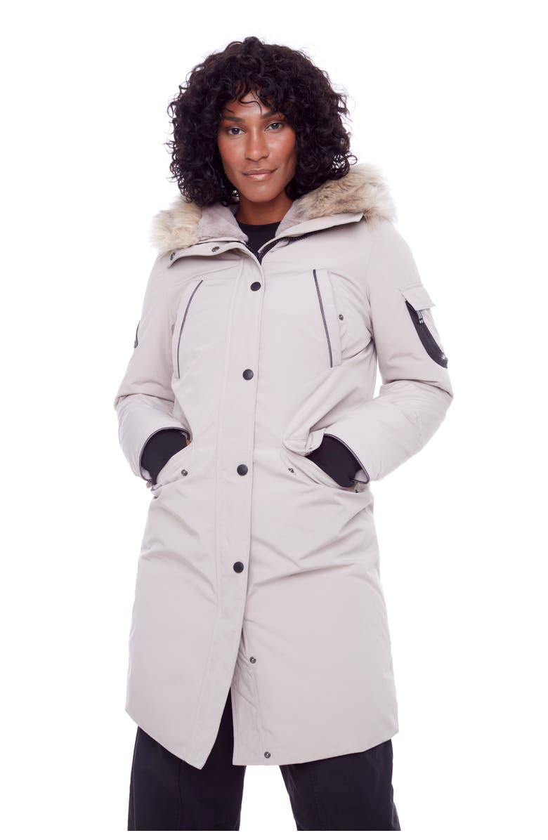 Alpine North LAURENTIAN - Vegan Down Long Parka Winter with Faux Fur Hood, Main, color, Taupe
