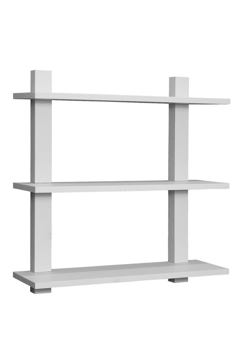 White 3-Tier Floating Shelf, Main, color, WHITE