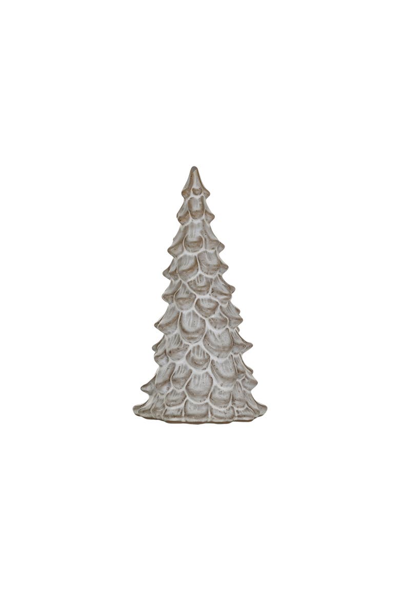 Compact Stoneware Tree with Reactive Glaze, Cream, Main, color, Cream
