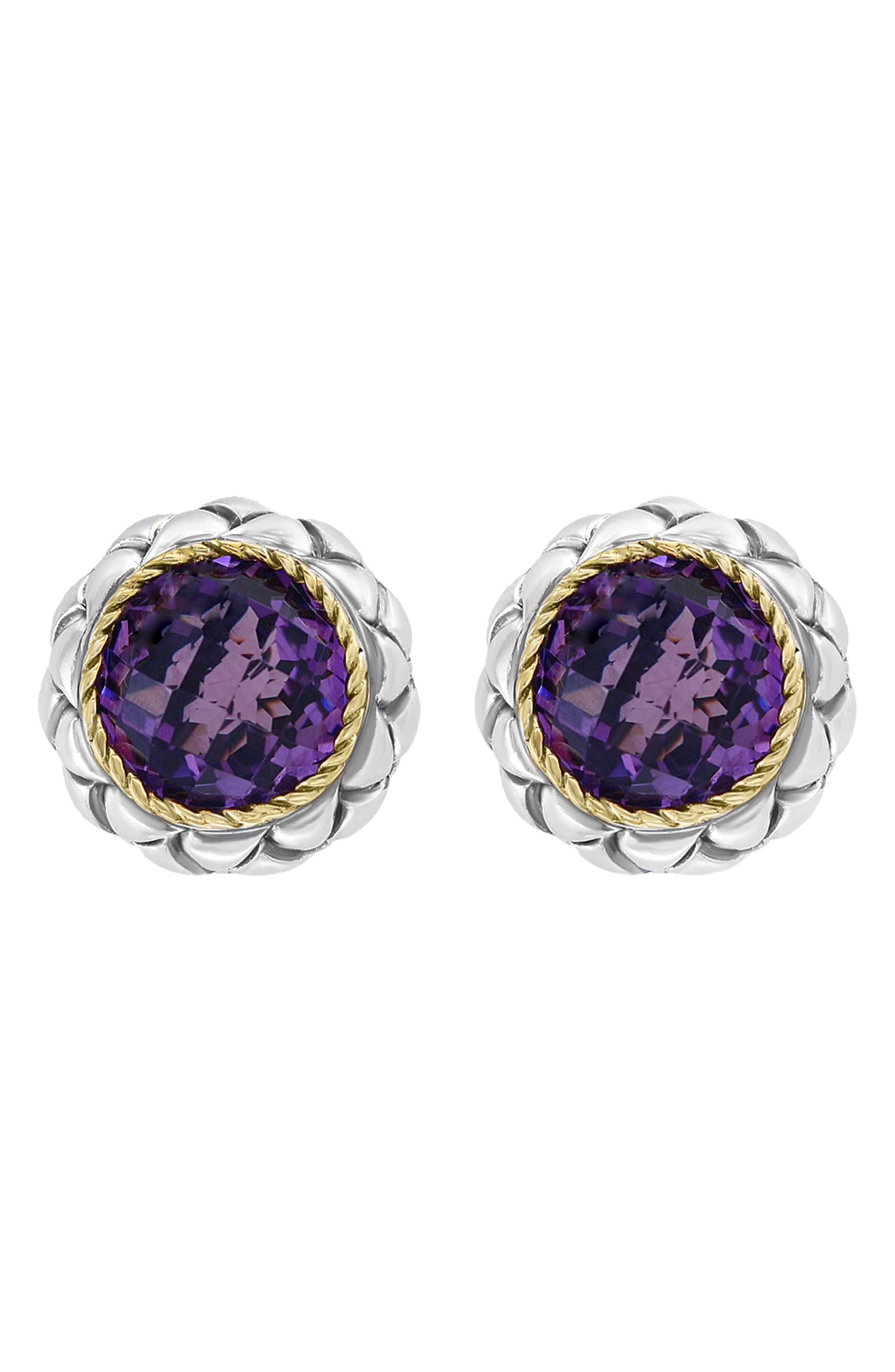 EFFY Sterling Silver & 18K Gold Amethyst Stud Earrings
