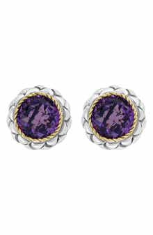 EFFY Sterling Silver & 18K Gold Amethyst Stud Earrings