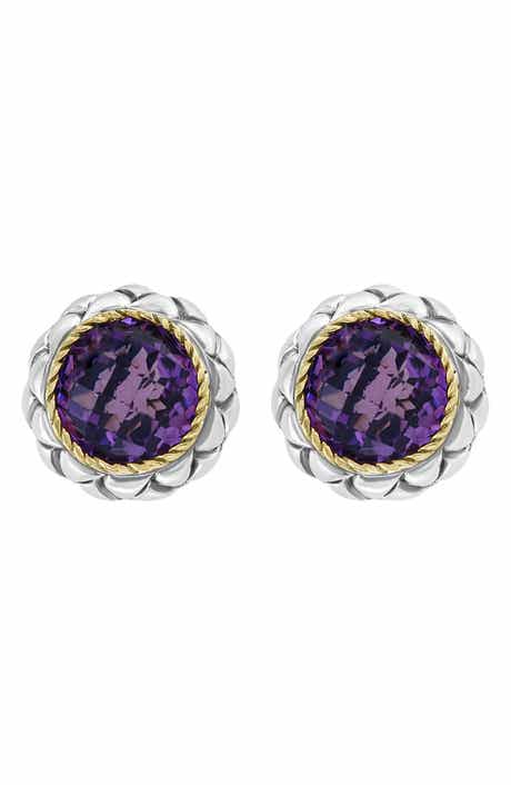 EFFY Sterling Silver & 18K Gold Amethyst Stud Earrings