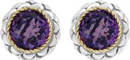 EFFY Sterling Silver & 18K Gold Amethyst Stud Earrings