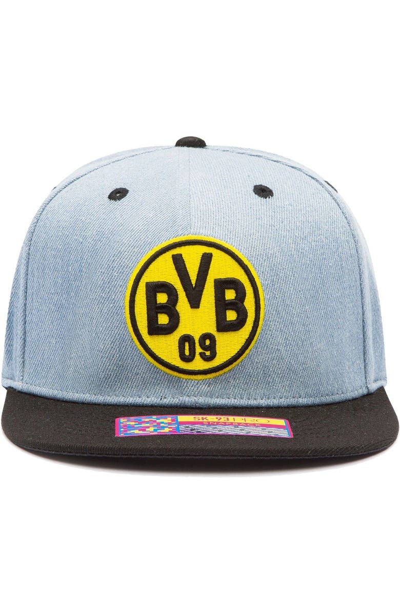 FAN INK Men's Denim/Black Borussia Dortmund Nirvana Snapback Hat, Alternate, color, 