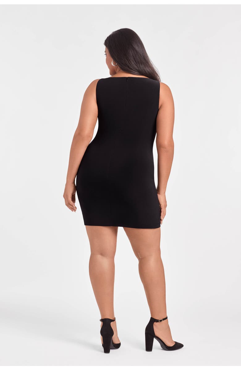 S3 Apparel Sculpting Shapewear Shirred Boat Neck Solid Mini Dress, Alternate, color, Onyx Black