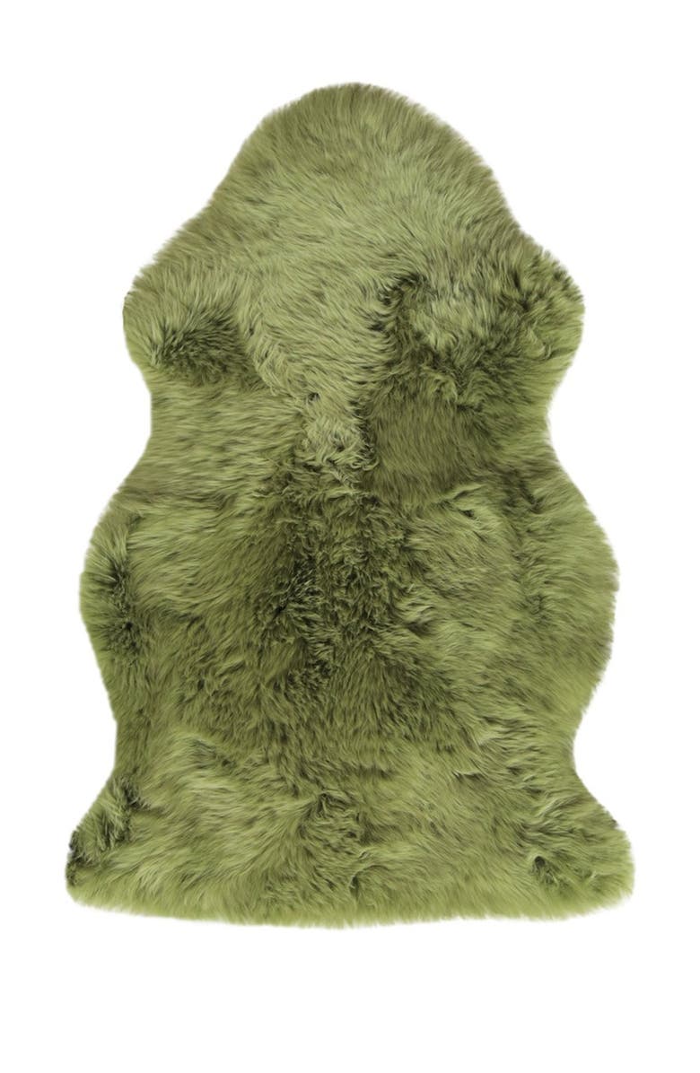 NATURAL Milan Genuine Sheepskin Shearling Rug - 2ft x 3ft - Lime, Alternate, color,