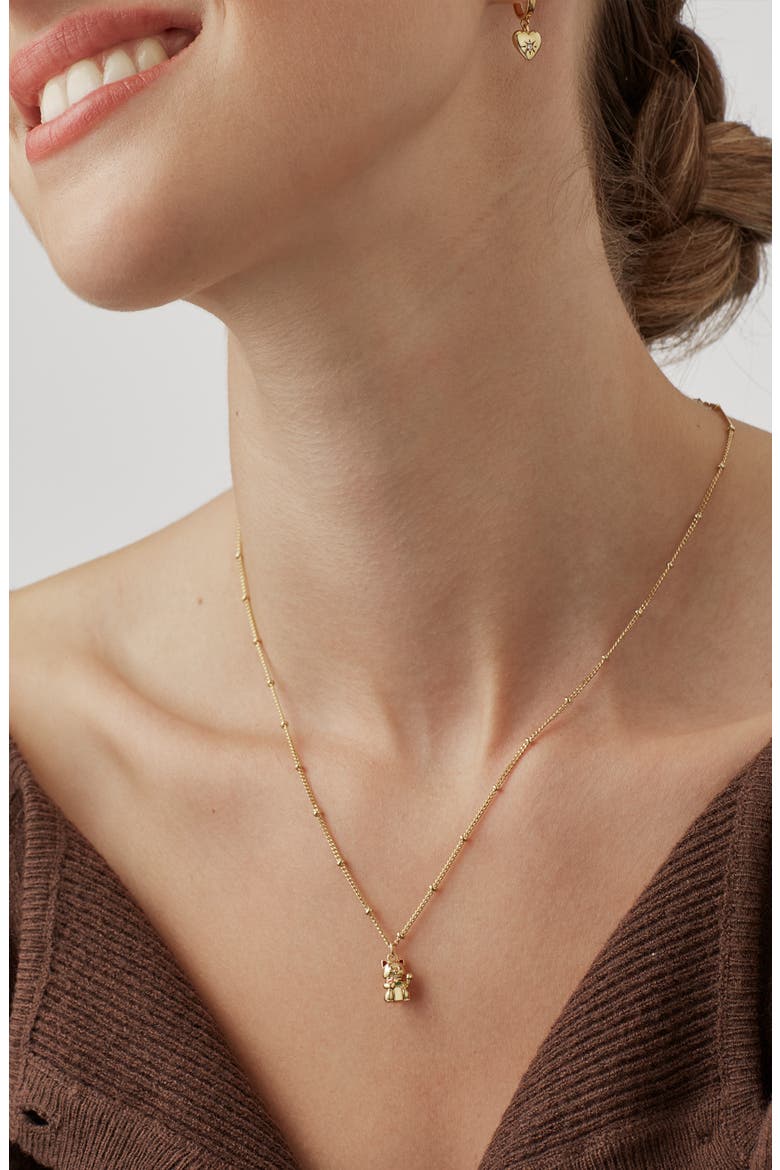 Lucky Cat Pendant Necklace, Alternate, color, SILVER/GOLD