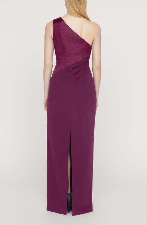 Js Collections Ingrid One-shoulder Mixed Media Gown In Purple