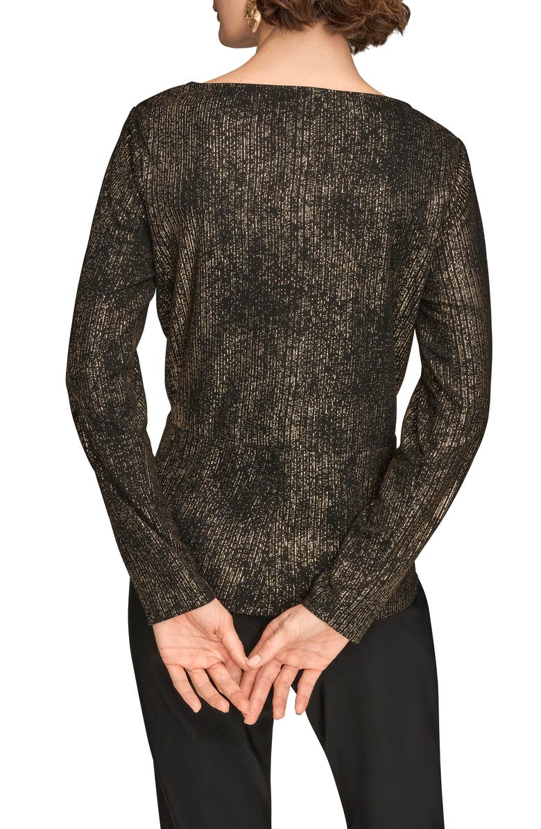 Donna Karan New York Metallic Long Sleeve Shirt, Alternate, color, Black/ Gold